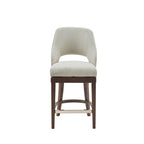 Counter Stool With Swivel Seat, Upholstery And Solid Wood Legs - Cream