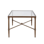 Metal Rectangle Coffee Table With Tempered Glass Top - Bronze