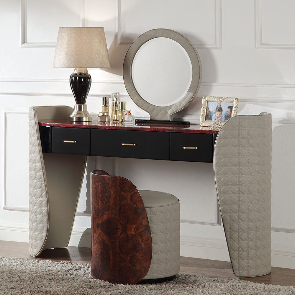 Jamonica - Vanity Stool - Gray & Dark Brown
