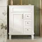 Bathroom Vanity With Sink, Compact Cabinet & 2 Drawers And Adjustable Shelf