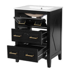 Bathroom Vanity With Sink, Free Standing Single Set, 3 Drawer Storage Cabinet