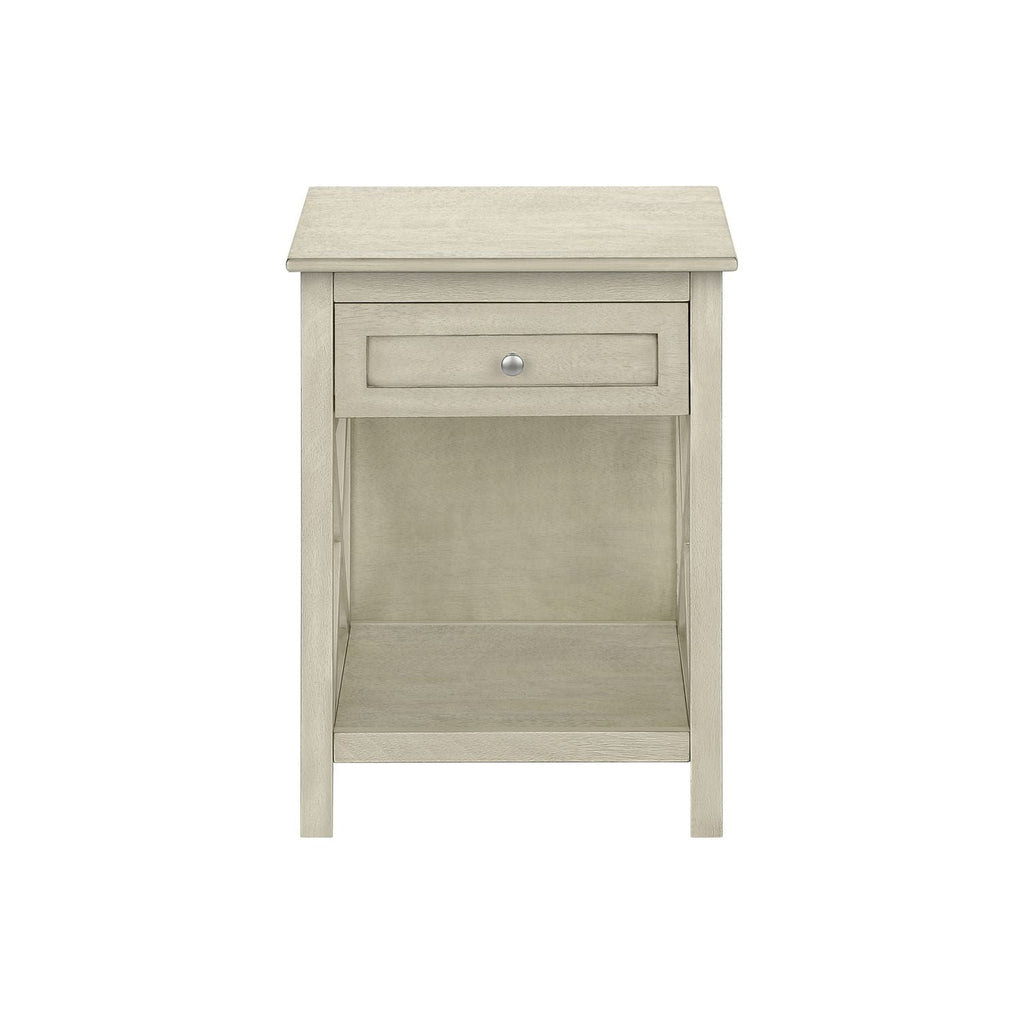 Accent End Table, 2 Tier, Storage Drawer, Transitional Style