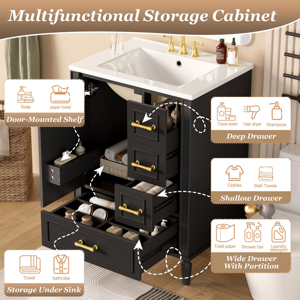 Traditional Bathroom Vanity Set With Soft Close Doors