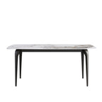 70.87" Modern Artificial Stone Pandora White Curved Black Metal Leg Dining Table - Antique White