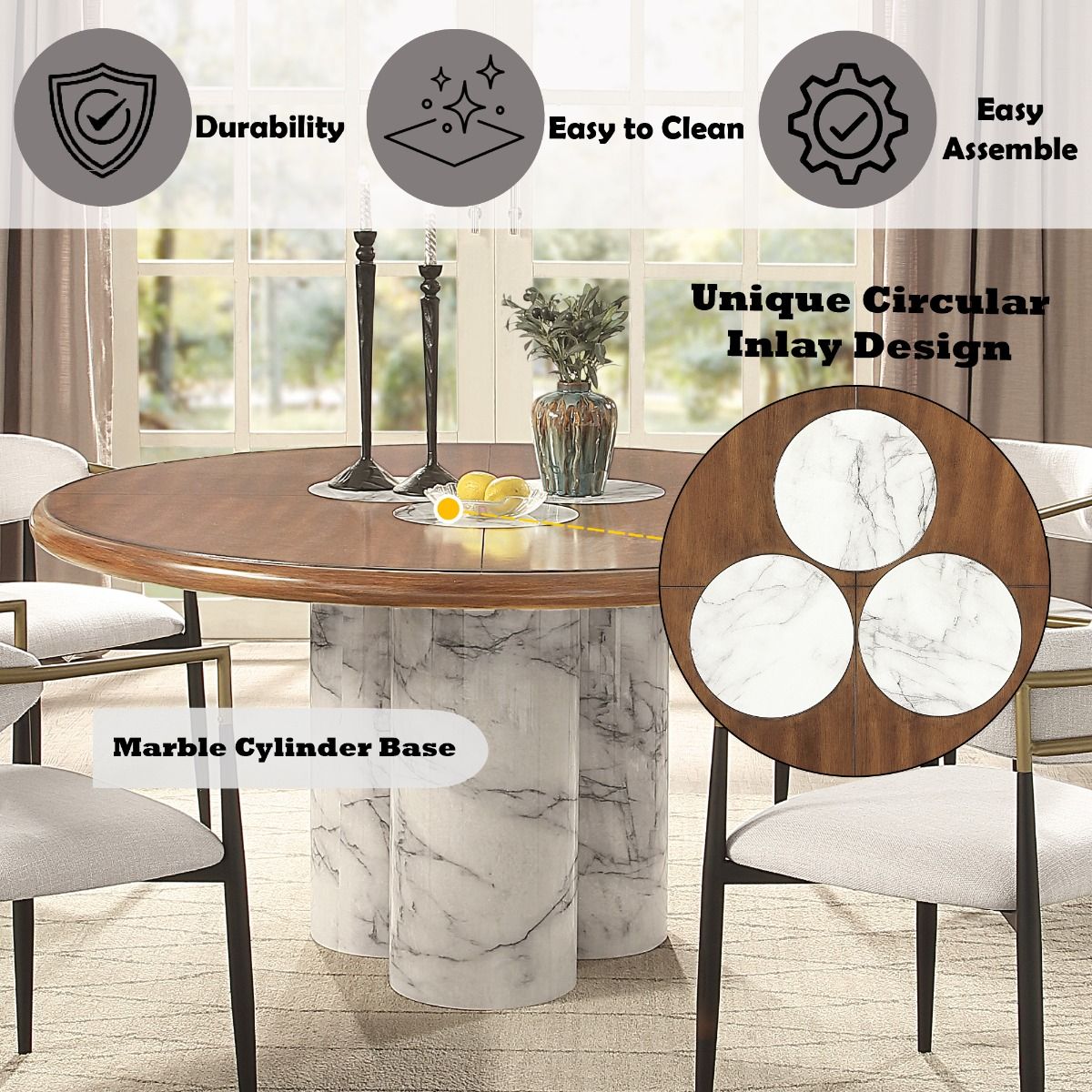 Harvey - Round Dining Table - Brown
