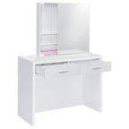 Bunbury Makeup Vanity Table Set Storage Mirror and Stool White