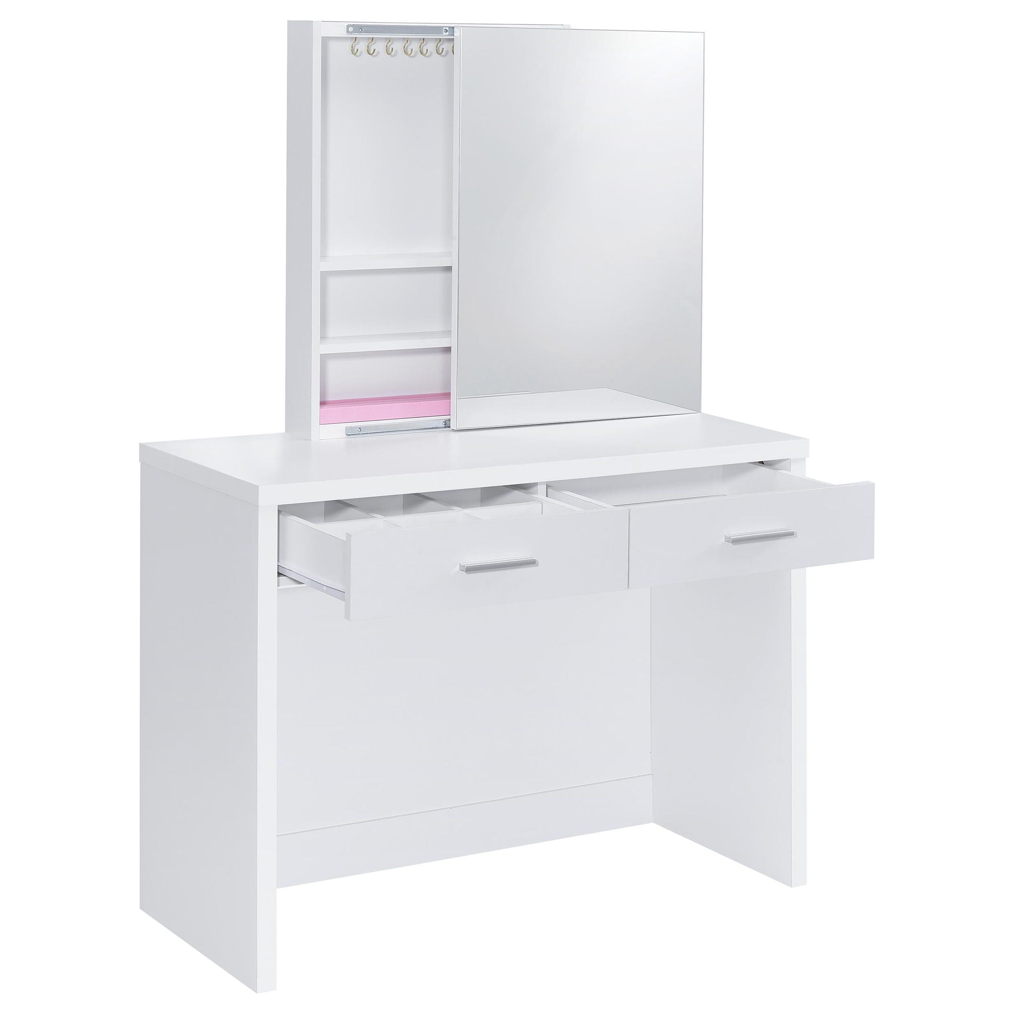 Bunbury Makeup Vanity Table Set Storage Mirror and Stool White