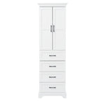 Bathroom Vanity With 2 Damping Hinge Doors, 3 Drawers, Adjustable Shelves - White