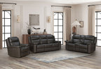 Leon - Power Sofa Recliner With Power Headrest, Power Lumbar, Heat And Massage (Dropdown Table With Smart Tabletop Control) - Smokey Gray