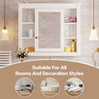 Wall Mounted Bathroom Storage Cabinet With Mirror, Cabinet With 6 Open Shelves And Adjustable Interior