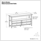 Warm Shaker - Wide Console Sofa Table - Light Golden Brown