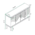 4 Door Cabinet With Adjustable Shelves, Large Storage For Living Room - Champagne