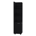 Corner Cabinet Tall With 3 Tier Shelf And 2 Door - Black