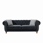 Chesterfield Upholstery Fabric Sofa With Roll Armrest & Nailhead