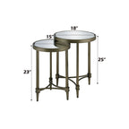 Aditya - Nesting Table - Mirrored & Antique Brass