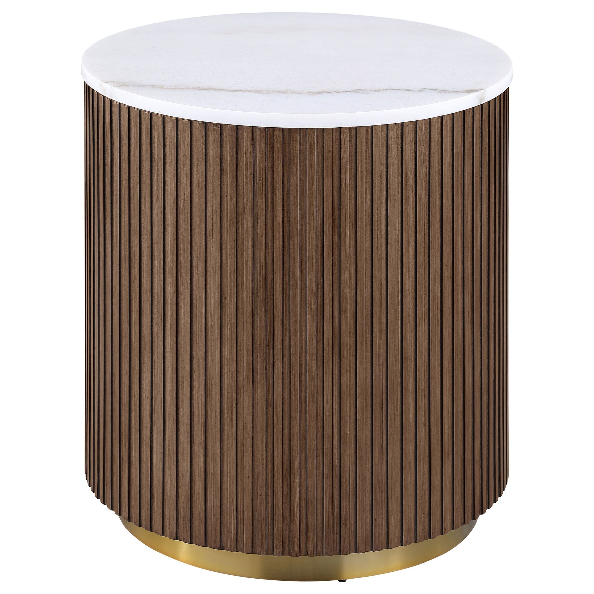 Jason 3-piece Round White Marble Coffee Table Set Honey Brown