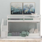 Norset - Twin Over Twin Floor Bunk Bed, Ladder With Storage