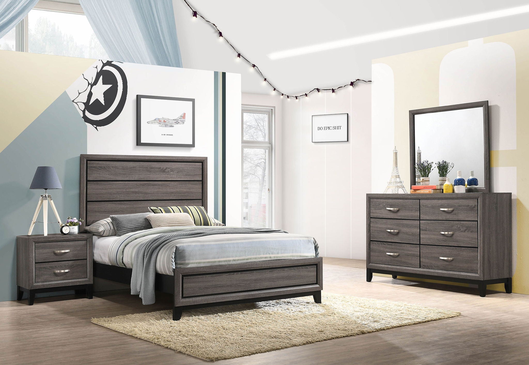 Watson Four-piece Full Bedroom Set Grey Oak