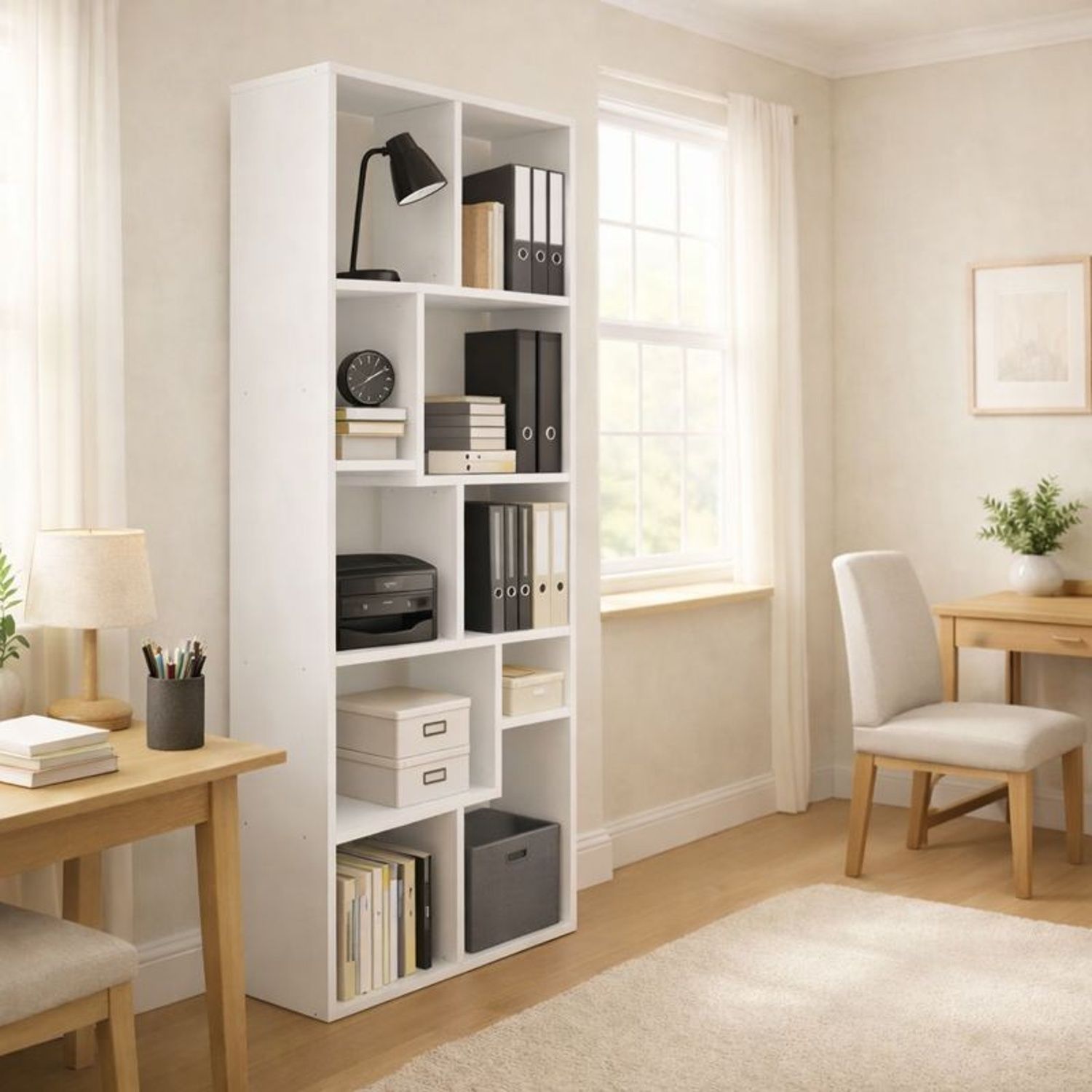 Asymmetrical Display Shelf & Bookcase, 5 Tier