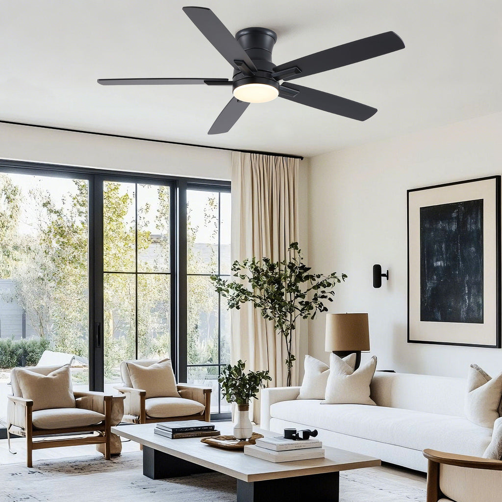 Mordern Flush Mount Ceiling Fan With Light And Remote Control