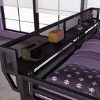 Loft Bed With Desk And Charging Station With Stairs And Light