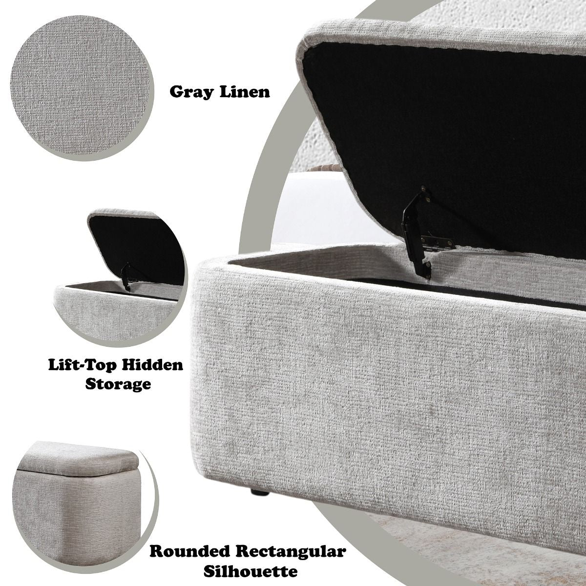 Orane - Bench With Storage - Gray