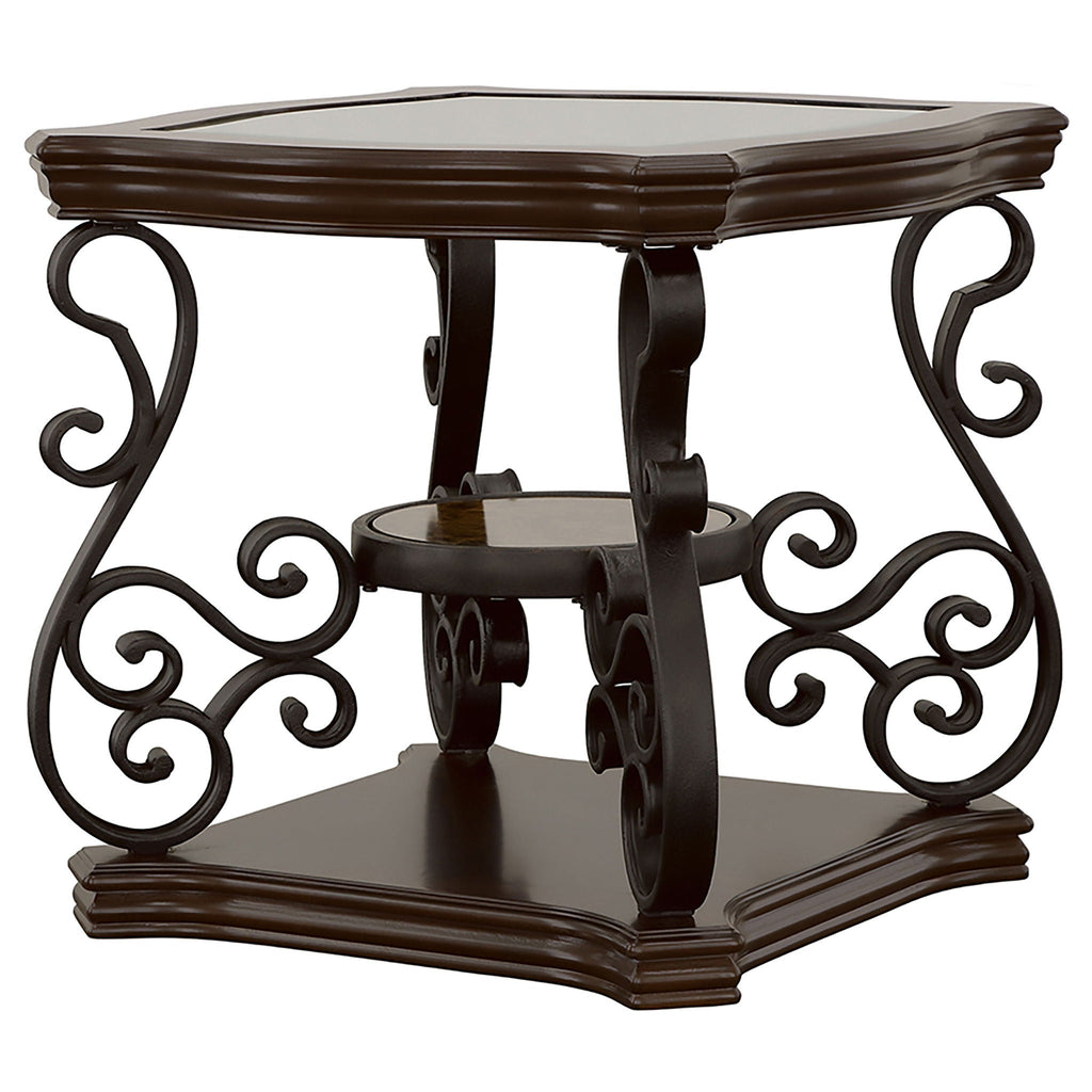 Laney 1-shelf Glass Top Square End Table Deep Merlot