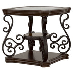 Laney 1-shelf Glass Top Square End Table Deep Merlot