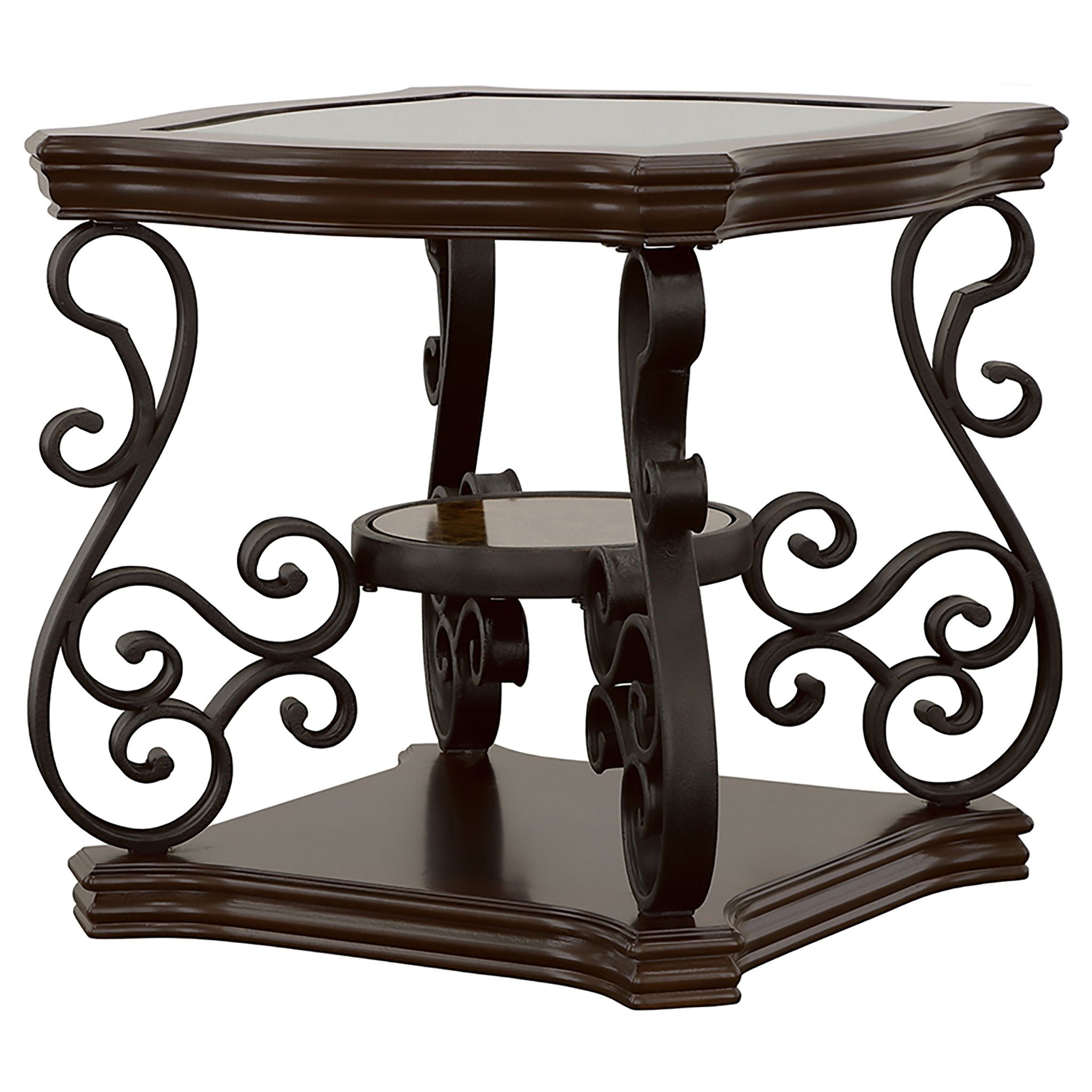 Laney 1-shelf Glass Top Square End Table Deep Merlot