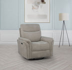 Adler Upholstered Power Swivel Glider Recliner Greige