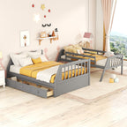 Bunk Bed With Drawers, Ladder And Storage Staircase