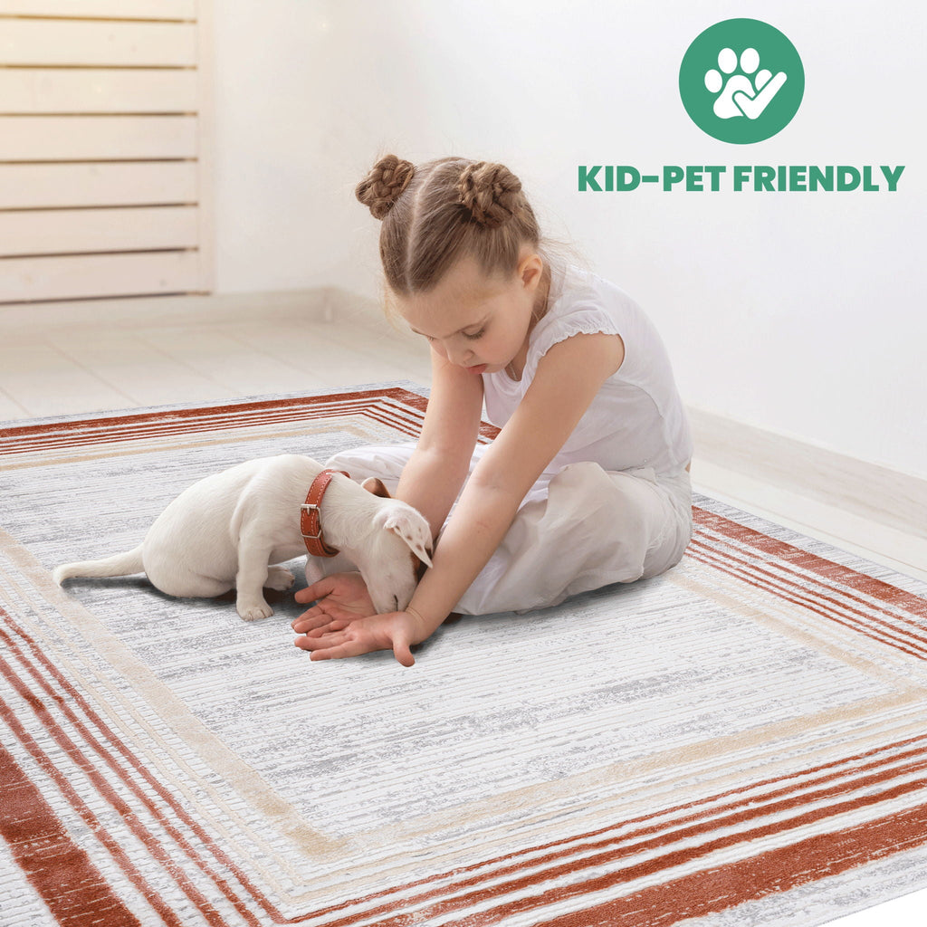 Marfi - 8' X 10' Bordered Area Rug - Brown / Ivory