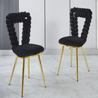 Modern Chair With Iron Tube Legs, Soft Cushions And Comfortable Backrest, Suitable For Dining Room, Living Room, Cafe, Hairball Back