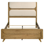 Bennett 63-inch Queen Upholstered Panel Bed Cream and Light Oak