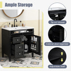 Bathroom Vanity With Top Sink, Storage Cabinet With 2 Drawers, Tip Out Drawer