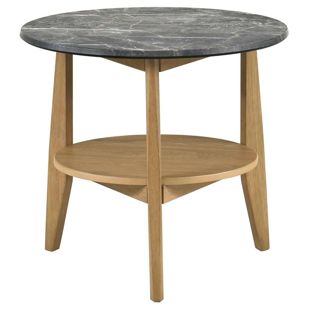 Bradley Round SmartTop End Side Table Grey and Natural