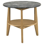 Bradley Round SmartTop End Side Table Grey and Natural