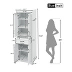 Freestanding Bathroom Vanity, Elegant Design With 4 Doors & 1 Drawer, Adjustable Shelves, Damping Hinges - White