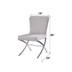 Daire - Side Chair (Set of 2) - Light Gray Velvet & Chrome