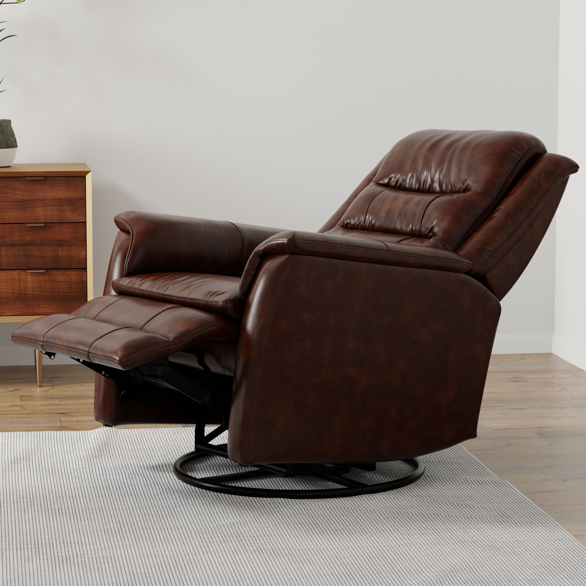 Swivel Recliner With Manual Adjustable Footrest