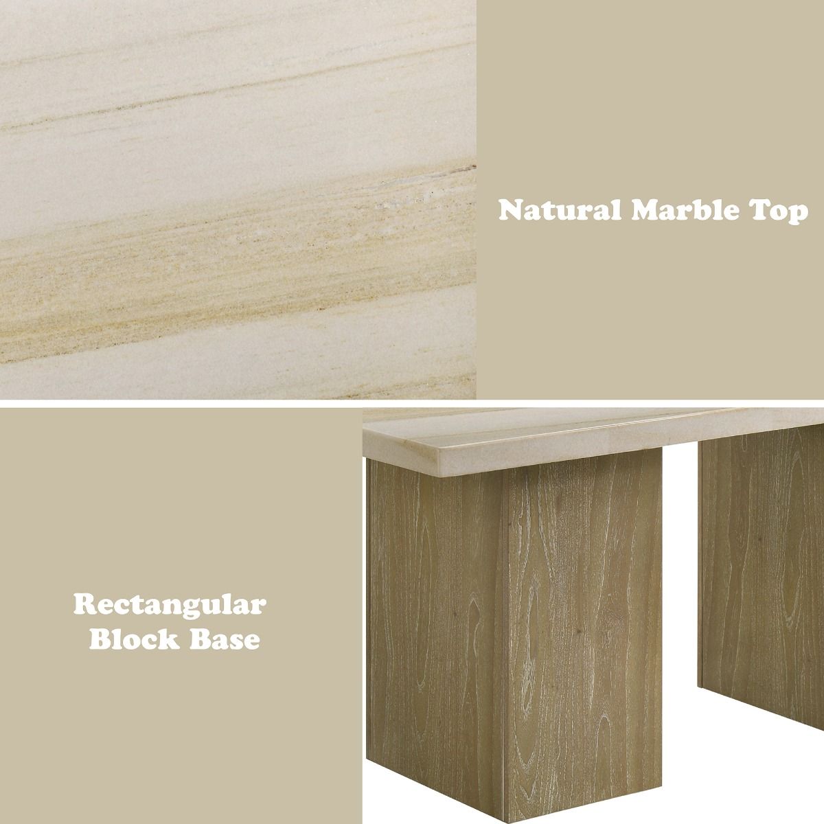 Olinda - Dining Table With Natrual Marble Top - Natrual