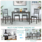 5 Pieces Modern Dining Set, Rectangular Wooden Dining Table With 4 Upholstered Chairs