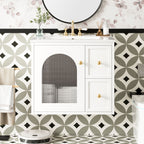 Wall-Mounted Bathroom Vanity Set With Sink, 2 Drawers And Soft-Close Door