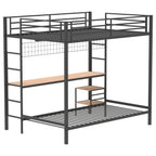 Bettoni Metal Full Over Twin Workstation Bunk Bed Matte Black