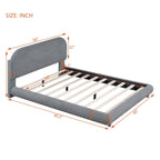 Upholstered Platform Bed With Thick Solid Frame And Stylish Curve-Shaped Design