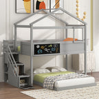 House Style Bunk Bed With Storage Staircase And board