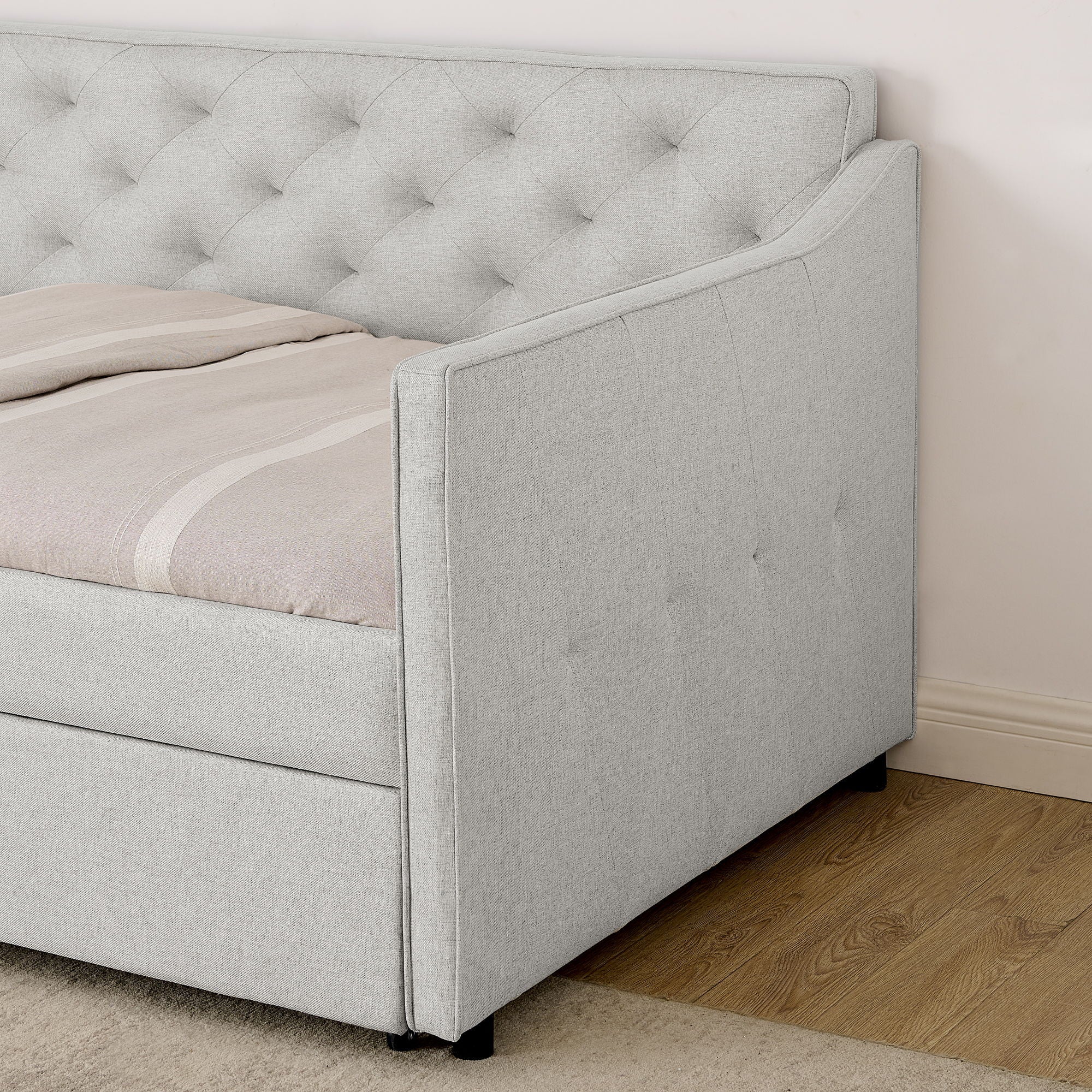 Daybed With Pop Up Trundle And USB Charging Armrest