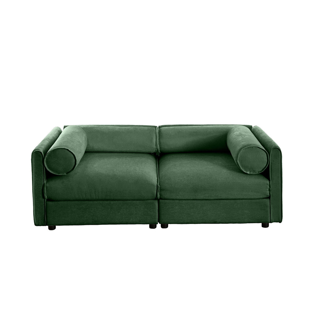 Stylish Sofa With Storage Seat And Cylindrical Backrest