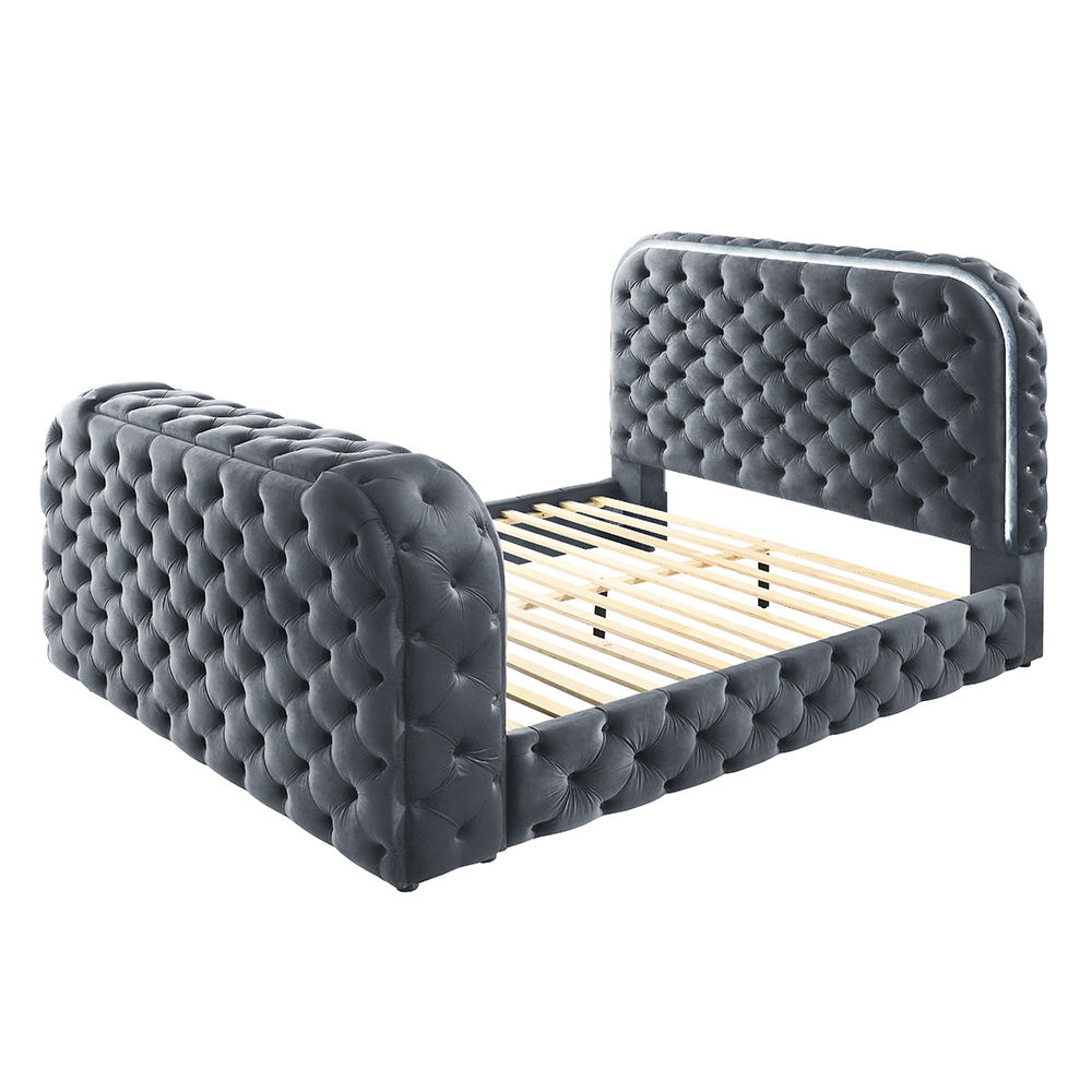 Kana - Bed With LED, Fireplace & TV Stand