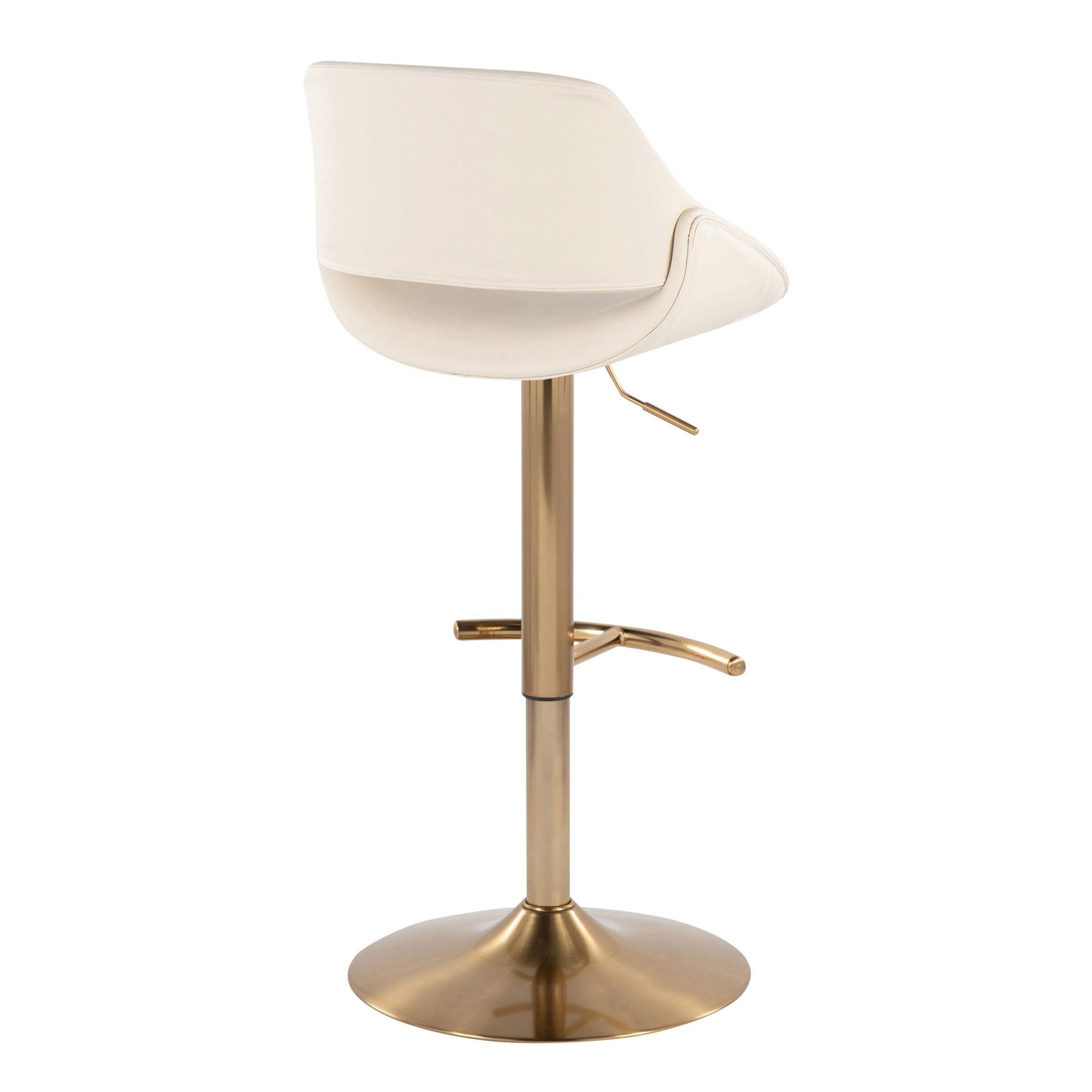 Fabrico - Contemporary Adjustable Barstool With Swivel With Rounded T Footrest (Set of 2) - Gold / Cream